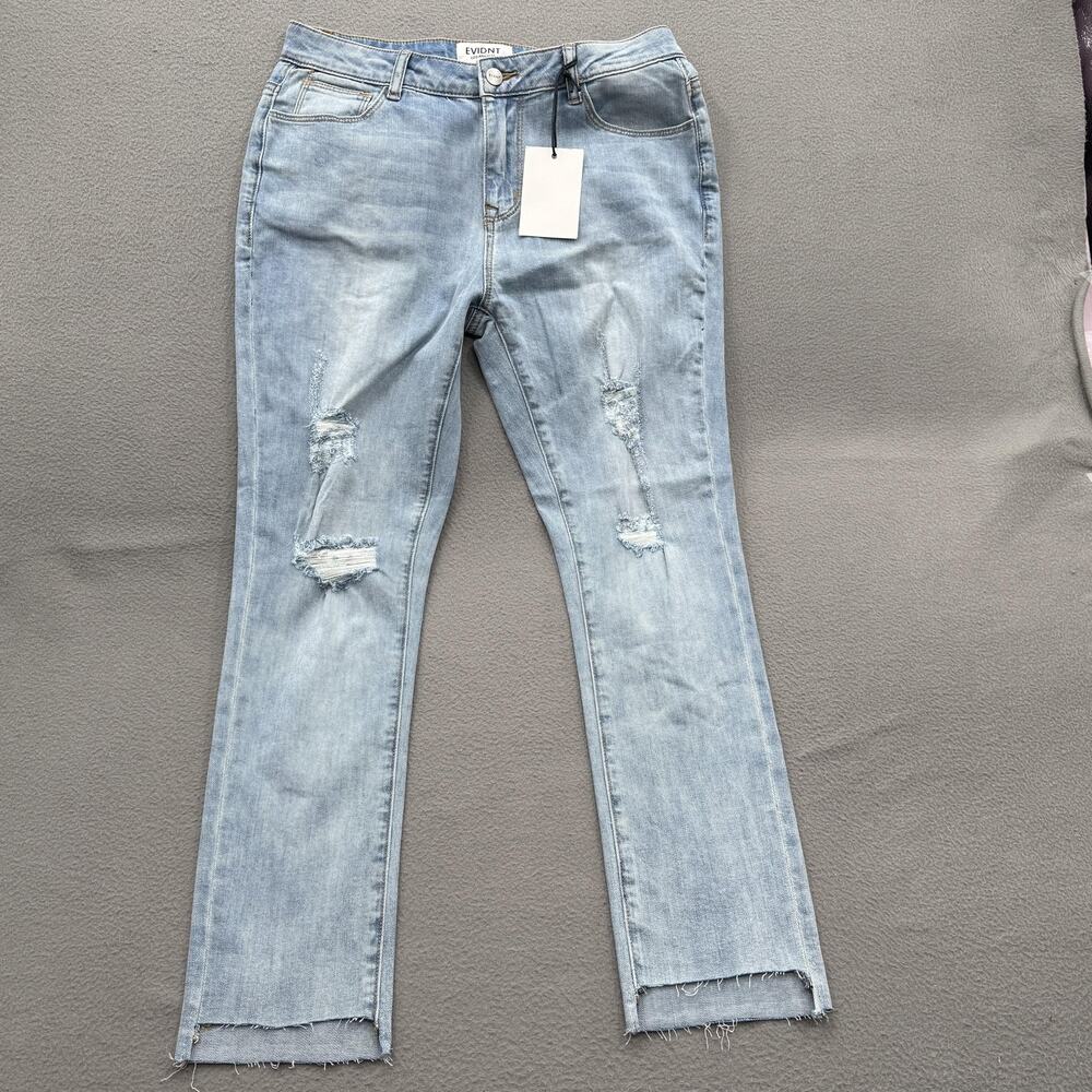 Evidnt Jeans‎ Womens 29 Light Wash Verona Skinny Ankle Distressed Raw Hem Denim